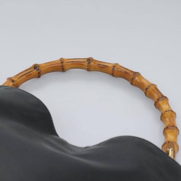 GUCCI Bamboo Shoulder Bag Leather Black Gold 001 3754 001 3754 - Picture 8 of 16